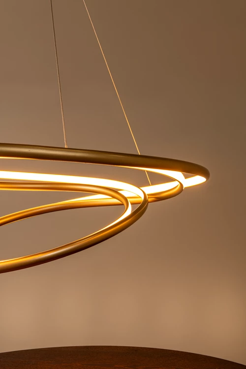 Lucide SARDANA - Hanglamp - Ø 80 cm - LED Dimb. - 1x74W 2700K - Mat Goud / Messing | Premium - sfeer 3